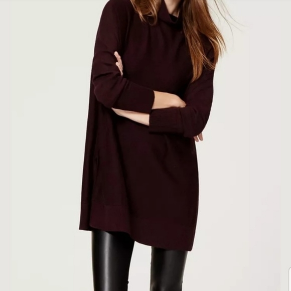 Loft dark purple oversized turtleneck sweater xsp - Picture 1 of 9